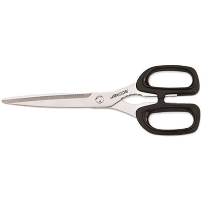 Ciseaux de cuisine Arcos 185900 en acier inoxydable et mangue en polypropylène noir 220 mm en boîte.