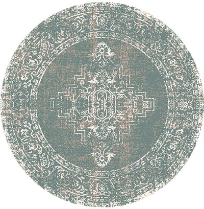 Fraai Rond vintage vloerkleed - Spring Ethnic Groen/Creme - Ø 200cm