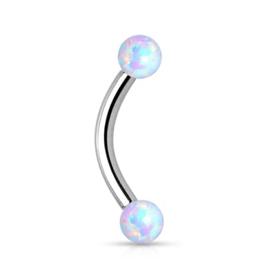 Piercing crved opal 1.8x8x3 - zilver - LMPiercings