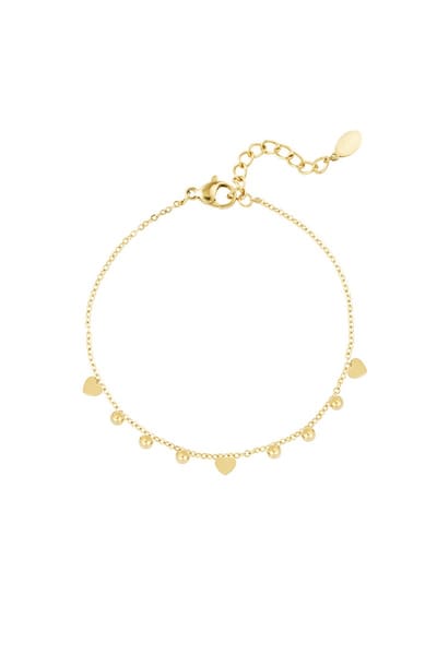 Twinkle of Love Armband- goudkleur- hartjes - bolletjes