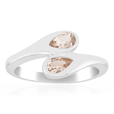 Cavill - Zilveren ring met Marropino Morganiet Peervorm 0,39ct - 925 Sterling Zilver - Verfijnd design - Ring dames - Luxe zilveren sieraden