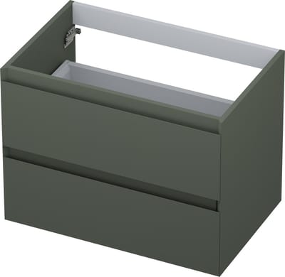 INK® wastafelonderkast 2 laden greeploos gelakt 70x45x52cm, mat beton groen