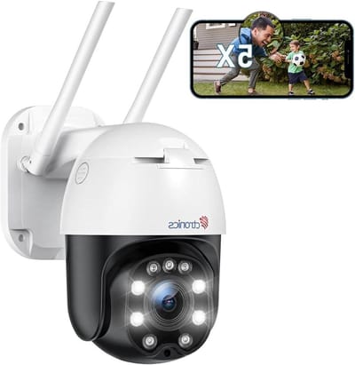 Bewakingscamera Buiten - PTZ Camera - Huis Beveiligen - 5x Optische Zoom - 20m Kleur Nachtzicht - Zwart