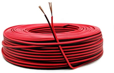 Elektrische draad met vertind koperdraad voor ledstrip stekkers - 2 aderige PVC kabel - 22 AWG - 0,33 mm2 - 120 meter - zwart en rood