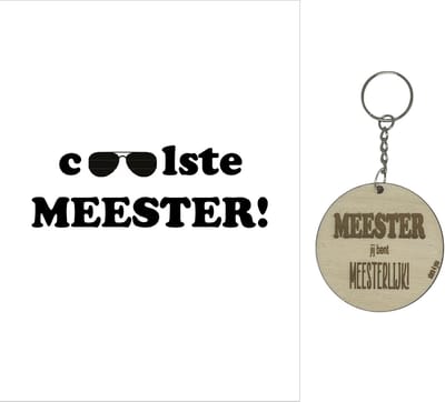 Sleutelhanger en kaartje MEESTER | meesterlijk | jij bent de liefste | liefste meester | topmeester | topjuf | einde schooljaar | juffen | meester | cadeau