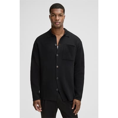 Gebreid poloshirt Aiden, zwart