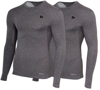 2-Pack Donnay - Baselayer Longsleeve - Thermo/Sportshirt - Heren - Charcoal-marl (037) - maat S