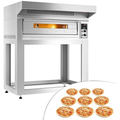 GGM Gastro Elektro Pizzaofen - 9x 33cm - Manuell - inkl. Haube & Untergestell Zilver