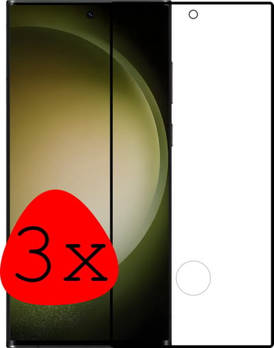 Screenprotector - 3 Stuks Geschikt voor Samsung Galaxy S23 Ultra - Full Cover - Beschermglas - Gehard Glas - Tempered Glass - Screen Protector