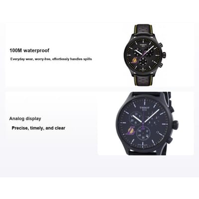 Tissot Speed Series Kwarts Uurwerk Lakers Sport Horloge 45Mm Zwarte Wijzerplaat Roestvrijstalen Kast Leren Band Heren horloges T116.617.36.051.03 Black Dial black