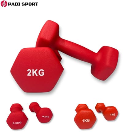 Padisport dumbells Rood 0.5 1 en 2 kg - gewichten set halters - gewichten set dumbbell - dumbbells