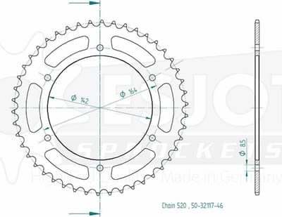 Couronne transmission Esjot pour moto Hyosung 250 GT Comet 2009 46 dents pas 520