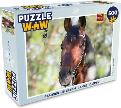 Puzzel Paarden - Bloesem - Lente - Dieren - Legpuzzel - Puzzel 500 stukjes