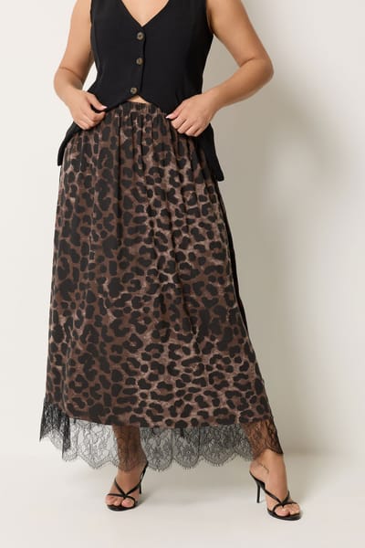 Yours Chocoladebruine Rok Met Luipaardprint Size 38