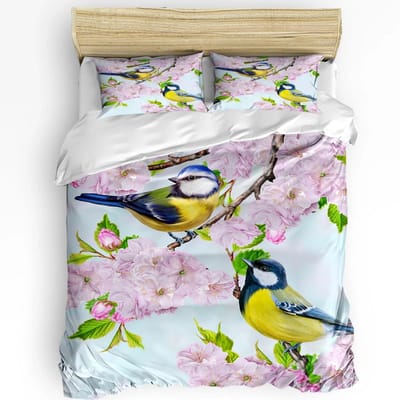 Bloemen Beddengoed Set Dekbed Dekbedovertrek Kussenslopen Klaprozen van Lente Seizoen Pastorale Bloemen Bot Beddengoedovertrek Tweepersoonsbed Set AU Queen(210x210cm)