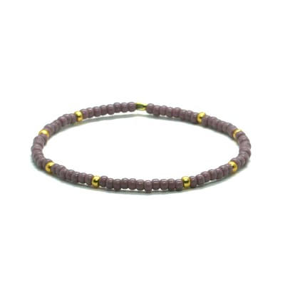 Armband lila - goud rvs - 3mm