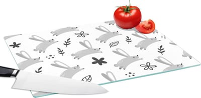 Glazen Snijplank - 39x28 - Haas - Dieren - Patronen - Snijplanken Glas