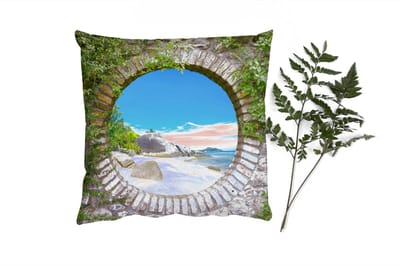 Sierkussens - Kussentjes Woonkamer - 40x40 cm - Zomer - Strand - Doorkijk - Tropical