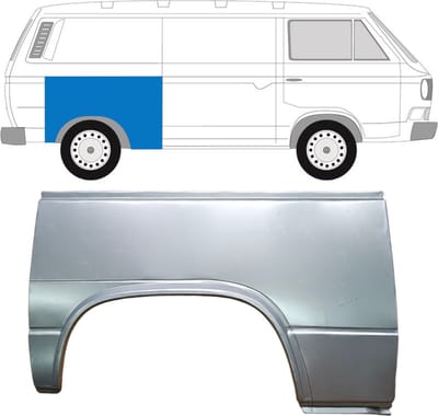 Reparatiepaneel achterspatbord voor Volkswagen Transporter T3 1979-1992 / Rechts