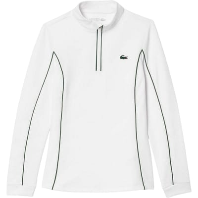 Lacoste Tennissweater met kwartrits voor dames (Wit, Groen)