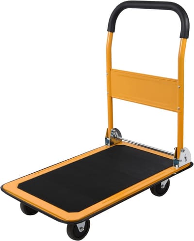 Opvouwbare kruiwagen met 360 graden draaibare wielen en 149 kg capaciteit voor eenvoudige opslag