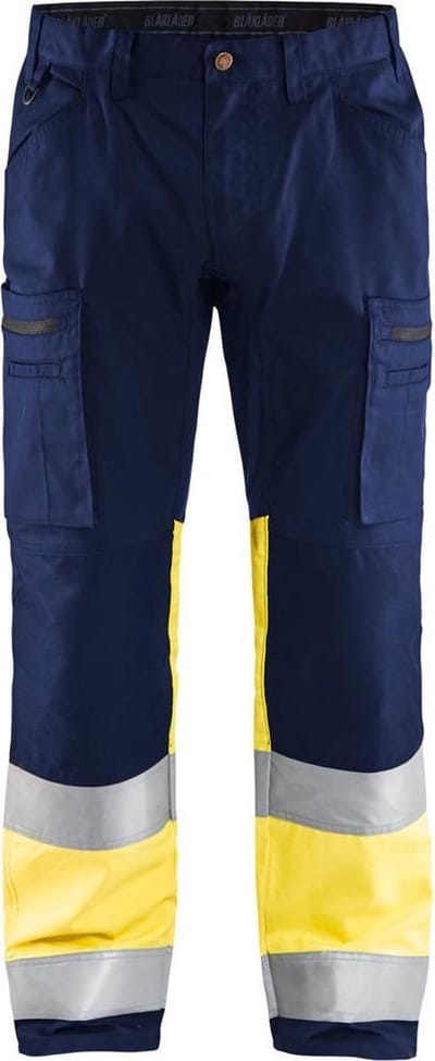 Blaklader Werkbroek met stretch High Vis 1551-1811 - Marine/High Vis Geel - C146