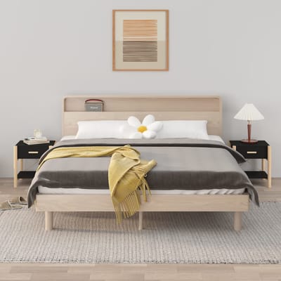 vidaXL - Nachtkastjes - 2 - st - 42x38x45 - cm - bewerkt - hout - zwart
