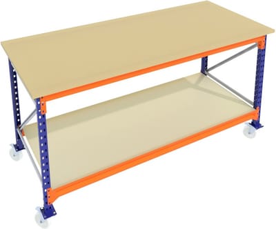 Werkbank op wielen - 2 lagen - 170x100x95 (BxDxH) - Super sterk! (1000 kilo draagvermogen) - Inpaktafel - Klustafel - Professioneel - Voor schuur of magazijn!