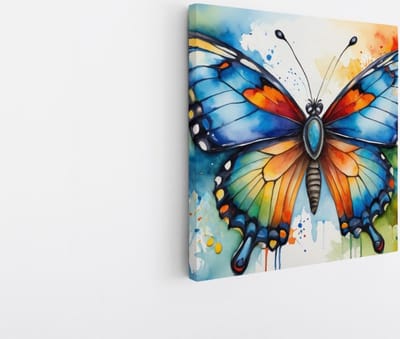 Saammp Canvas Schilderij - Vlinder olieverf - Abstract - 20x20 - Foto op canvas - Wanddecoratie - Muurdecoratie Kinderkamer - Slaapkamer decoratie - Canvas Print