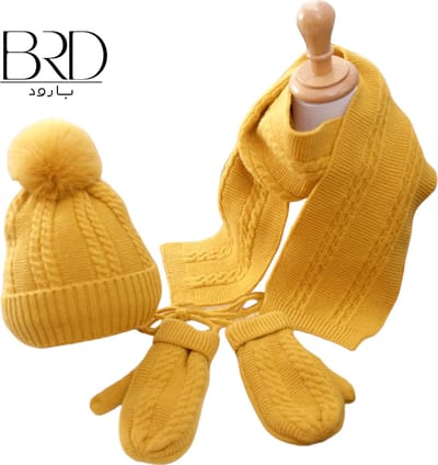BRD® Winterset Peuter Geel - Muts met Pompon Sjaal & Wanten met koord