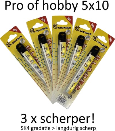 Covaner - Pro afbreekmes 9 mm navulling - SET van 5 x 10 stuks - 3 x langer scherper - 50% scherper