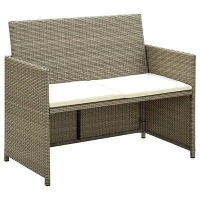 vidaXL - Tuinbank - 2-zits - met - kussens - poly - rattan - beige