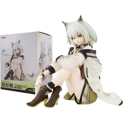 Anime Figuur Arknights Kal'tsit Schattig Kattenoor Zittend Meisje PVC Instant Noedel Pers Spel Serie Anime Karakter Collectie 10CM With box gray