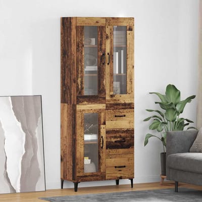 vidaXL - Highboard - Oud - Hout - 69,5 - x - 34 - x - 180 - cm - Bewerkt - hout