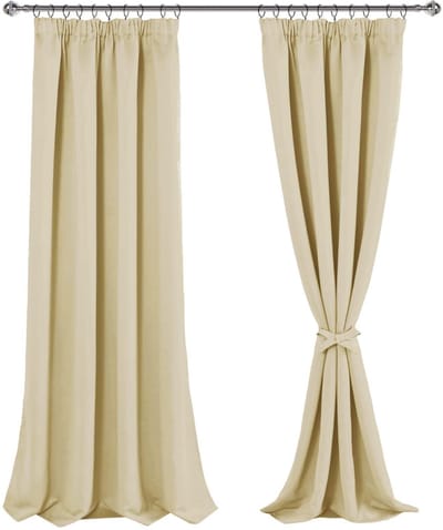 Dailygoods - Dailygoody - Gordijnen - Verduisteringsgordijnen - Set van 2 - Lichtbeige - Thermogordijnen - Geschikt voor woonkamer en slaapkamer - 245 x 140 cm