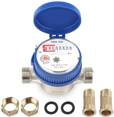 Mechanische Watermeter voor Thuis en Tuin, 1.5 m³/h, 15 mm, 1/2 inch, Temperatuur 0-40 °C, Precisie en Betrouwbaarheid