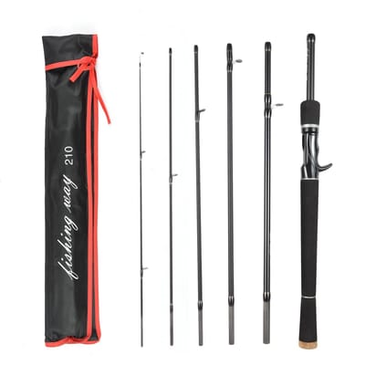 6-delige hengel Ultralichte spin-/werphengel Reishengel met opbergtas casting rod 2.1m