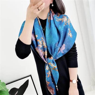 Grote Vierkante Sjaal - Dames Foulard - Dagelijks Gebruik - Dubbelzijdig Jacquard - 108x108cm - Zwart