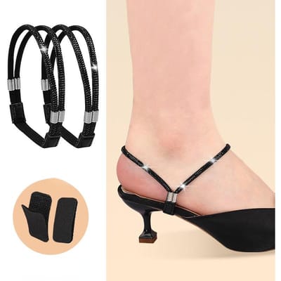 Lacets pour Femmes Paquet Triangle Gratuit Talons Hauts Ceinture de Chaussure Réglable Maintien de la Cheville Lâche Antidérapant Lacets à Nouer Sangles Bande noir