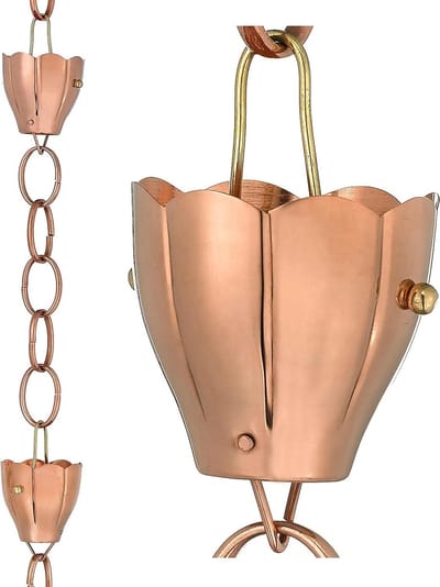 Regenketting - Watergeleider - Tuindecoratie - Handgemaakt koper - 26 meter - Gepolijst koper