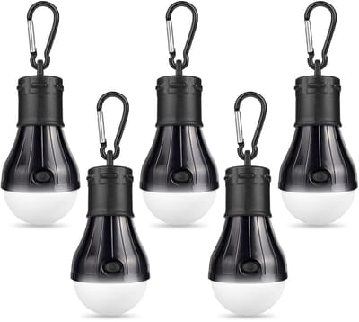 LED Campinglamp – Waterdicht, Draagbaar met 3 Lichtmodi en Haak, 5-pack voor Kamperen, Wandelen en Noodsituaties