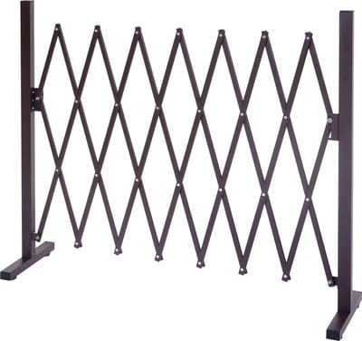 MCW-B34, hondenhek, schaarhek, Veiligheidshek, uitschuifbaar, dierenbeschermingsrooster, bruin aluminium ~ hoogte 103cm, breedte 27-207cm
