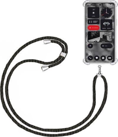 Telefoonkoord + Hoesje Geschikt voor Nothing Phone 2 - Lengte Verstelbaar - Telefoonketting - Shock Proof Case - Zwart