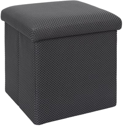 Home Deco Factory Poef/hocker Atome - opvouwbaar - stof - opbergbox - grijs - polyester/mdf - 38 x 38 cm