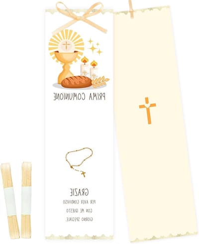 Tafelkaarten Communie - Gastgeschenken Kaartjes - Eerste Communie Decoratie - Uniek Italiaans Ontwerp - 50 stuks - Wit