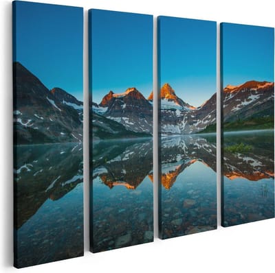Artaza Canvas Schilderij Vierluik Berg Assiniboine Bij Het Meer In Canada - 80x60 - Foto Op Canvas - Canvas Print
