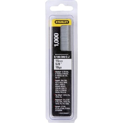 Stanley Afwerknagels (brads) Gegalvaniseerd 15mm - Type J - 1000 Stuks