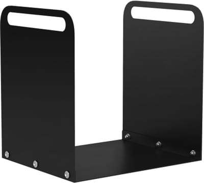 Kaminhoutrek 36,5x30x36cm Zwart met Handgrepen Poedercoat Staal Roestbestendig Draagbaar tot 30kg voor Binnen Buiten