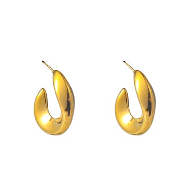 Go Dutch Label Oorknoppen Wavy Hollow Hoop Goudkleurig