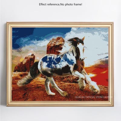 5D DIY diamant schilderij paard volledige ronde strass mozaïek diamant borduurwerk kruissteek 20X30CM blue